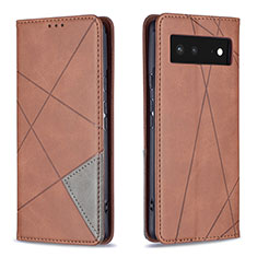 Leather Case Stands Flip Cover Holder B07F for Google Pixel 6 5G Brown