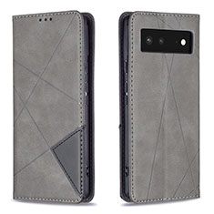 Leather Case Stands Flip Cover Holder B07F for Google Pixel 6 5G Gray