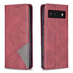 Leather Case Stands Flip Cover Holder B07F for Google Pixel 6 5G Red