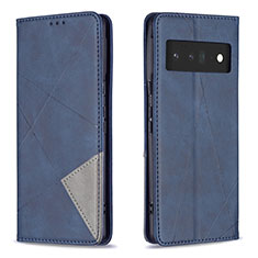 Leather Case Stands Flip Cover Holder B07F for Google Pixel 6 Pro 5G Blue