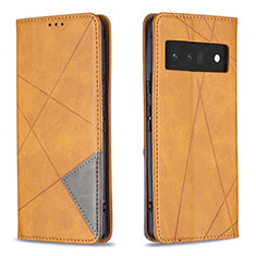 Leather Case Stands Flip Cover Holder B07F for Google Pixel 6 Pro 5G Light Brown