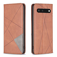 Leather Case Stands Flip Cover Holder B07F for Google Pixel 7 5G Brown