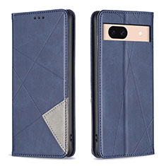 Leather Case Stands Flip Cover Holder B07F for Google Pixel 8a 5G Blue