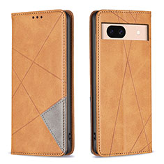 Leather Case Stands Flip Cover Holder B07F for Google Pixel 8a 5G Light Brown