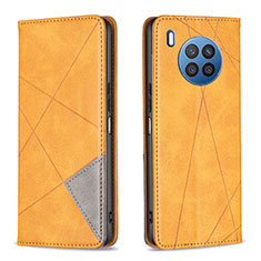 Leather Case Stands Flip Cover Holder B07F for Huawei Nova 8i Light Brown