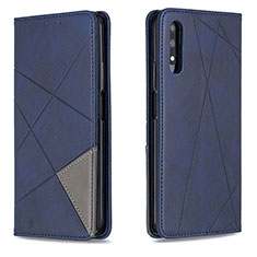 Leather Case Stands Flip Cover Holder B07F for Huawei P Smart Z (2019) Blue