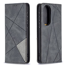 Leather Case Stands Flip Cover Holder B07F for Huawei P50 Black