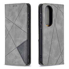 Leather Case Stands Flip Cover Holder B07F for Huawei P50 Pro Gray