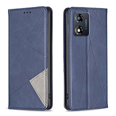 Leather Case Stands Flip Cover Holder B07F for Motorola Moto E13 Blue