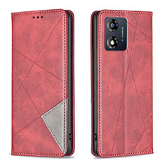 Leather Case Stands Flip Cover Holder B07F for Motorola Moto E13 Red