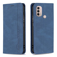 Leather Case Stands Flip Cover Holder B07F for Motorola Moto E20 Blue