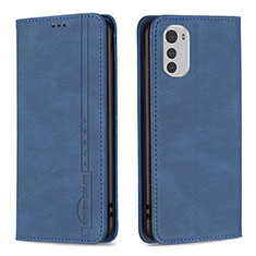 Leather Case Stands Flip Cover Holder B07F for Motorola Moto E32 Blue