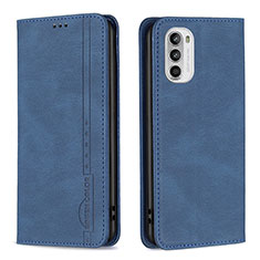 Leather Case Stands Flip Cover Holder B07F for Motorola Moto Edge (2022) 5G Blue