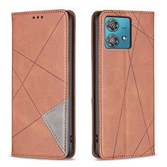 Leather Case Stands Flip Cover Holder B07F for Motorola Moto Edge 40 Neo 5G Brown
