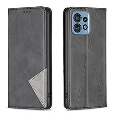 Leather Case Stands Flip Cover Holder B07F for Motorola Moto Edge 40 Pro 5G Black