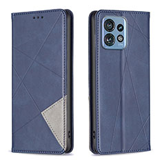 Leather Case Stands Flip Cover Holder B07F for Motorola Moto Edge 40 Pro 5G Blue