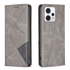 Leather Case Stands Flip Cover Holder B07F for Motorola Moto G13 Gray