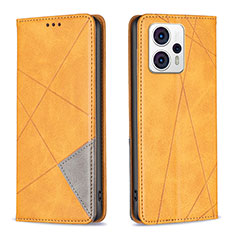 Leather Case Stands Flip Cover Holder B07F for Motorola Moto G23 Light Brown