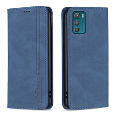 Leather Case Stands Flip Cover Holder B07F for Motorola Moto G42 Blue