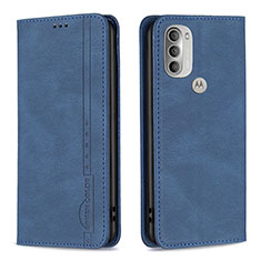 Leather Case Stands Flip Cover Holder B07F for Motorola Moto G51 5G Blue