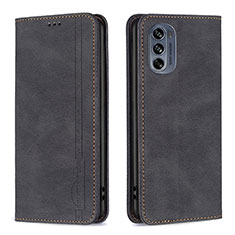Leather Case Stands Flip Cover Holder B07F for Motorola Moto G62 5G Black
