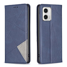 Leather Case Stands Flip Cover Holder B07F for Motorola Moto G73 5G Blue