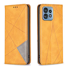 Leather Case Stands Flip Cover Holder B07F for Motorola Moto X40 5G Light Brown