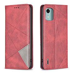 Leather Case Stands Flip Cover Holder B07F for Nokia C12 Pro Red