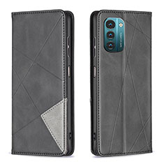 Leather Case Stands Flip Cover Holder B07F for Nokia G11 Black