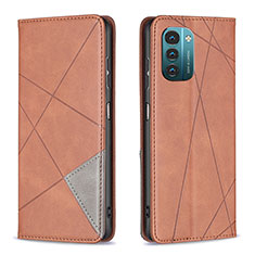 Leather Case Stands Flip Cover Holder B07F for Nokia G11 Brown