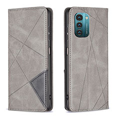 Leather Case Stands Flip Cover Holder B07F for Nokia G11 Gray