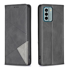 Leather Case Stands Flip Cover Holder B07F for Nokia G22 Black