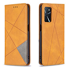 Leather Case Stands Flip Cover Holder B07F for Oppo A16 Light Brown