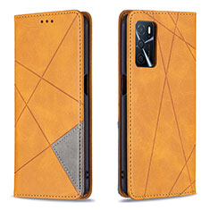 Leather Case Stands Flip Cover Holder B07F for Oppo A16s Light Brown
