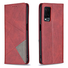 Leather Case Stands Flip Cover Holder B07F for Oppo A54 4G Red