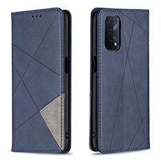 Leather Case Stands Flip Cover Holder B07F for Oppo A74 5G Blue