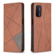 Leather Case Stands Flip Cover Holder B07F for Oppo A74 5G Brown