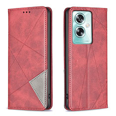 Leather Case Stands Flip Cover Holder B07F for Oppo A79 5G Red