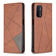 Leather Case Stands Flip Cover Holder B07F for Oppo A93 5G Brown