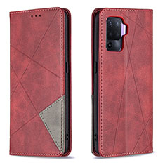 Leather Case Stands Flip Cover Holder B07F for Oppo A94 4G Red