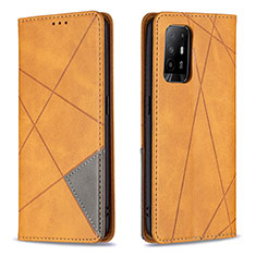 Leather Case Stands Flip Cover Holder B07F for Oppo A94 5G Light Brown