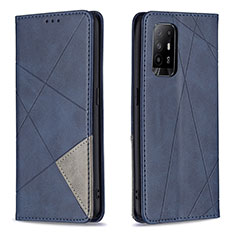 Leather Case Stands Flip Cover Holder B07F for Oppo F19 Pro+ Plus 5G Blue