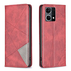 Leather Case Stands Flip Cover Holder B07F for Oppo F21 Pro 4G Red