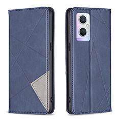 Leather Case Stands Flip Cover Holder B07F for Oppo F21 Pro 5G Blue