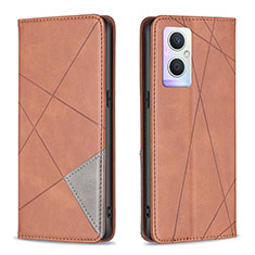 Leather Case Stands Flip Cover Holder B07F for Oppo F21 Pro 5G Brown