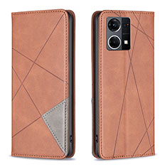 Leather Case Stands Flip Cover Holder B07F for Oppo F21s Pro 4G Brown