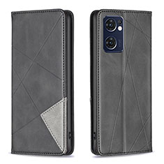 Leather Case Stands Flip Cover Holder B07F for Oppo Find X5 Lite 5G Black