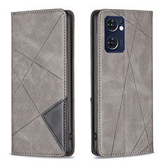 Leather Case Stands Flip Cover Holder B07F for Oppo Find X5 Lite 5G Gray