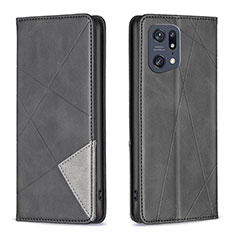 Leather Case Stands Flip Cover Holder B07F for Oppo Find X5 Pro 5G Black