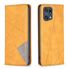 Leather Case Stands Flip Cover Holder B07F for Oppo Find X5 Pro 5G Light Brown